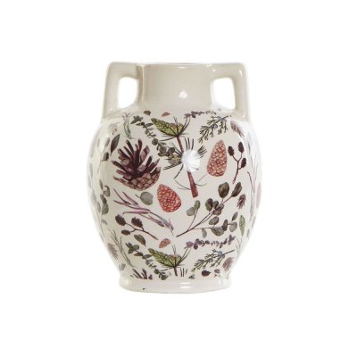 Vas DKD Home Decor Ananas Vit Grön (17 x 17 x 22 cm)