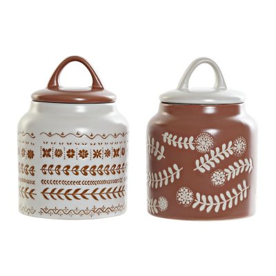 Kruka för köksredskap DKD Home Decor Terrakota n Vit Stengods Cottage (11 x 11 x 16 cm) (2 pcs)