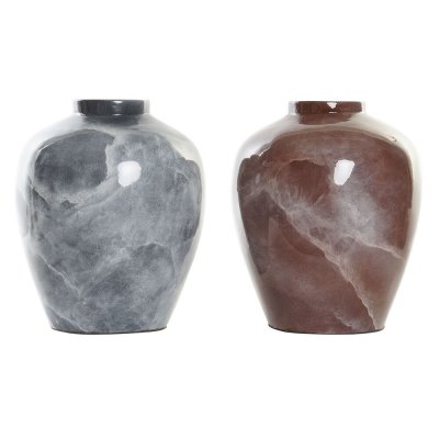 Vas DKD Home Decor Grå Mörkbrun Bambu Modern (26 x 26 x 32 cm) (2 antal) 