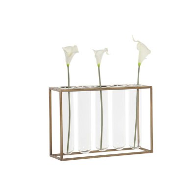 Vas DKD Home Decor Glas Metall Transparent Loft (5 x 5 x 21.5 cm) (5 pcs) (35 x 8 x 22 cm)