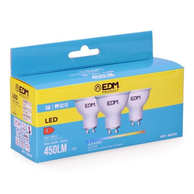 LED-lampa EDM 5 W GU10 450 lm F (6400K)