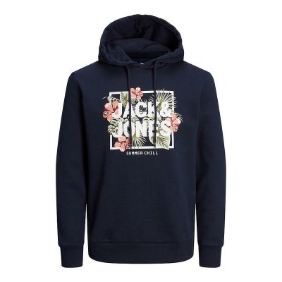 Tröja med huva Herr Jack & Jones JJBECS SHAPE SWEAT HOOD 12225417 Marinblå (Storlek: M)