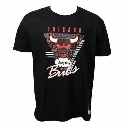 T-shirt med kortärm Herr Mitchell & Ness Chicago Bulls Svart (Storlek: L)