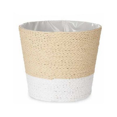Kruka Naturell Brun Snöre Plast Vit/Naturell (18 x 16 x 18 cm)