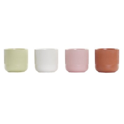 Kruka DKD Home Decor Ränder Rosa Terrakota n Vit Grön Stengods (13 x 13 x 13 cm) (4 antal)