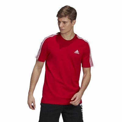 T-shirt Adidas Essentials 3 bandas Röd (Storlek: L)