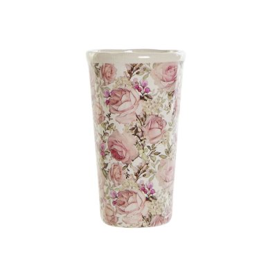 Vas DKD Home Decor Vit Rosa Shabby Chic (14 x 14 x 25 cm)