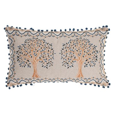 Kudde DKD Home Decor Träd Polyester Bomull Aluminium Gul Multicolour (60 x 15 x 35 cm)