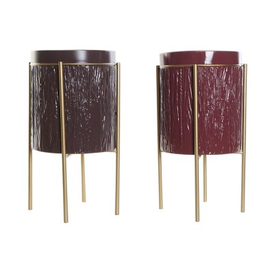 Kruka DKD Home Decor Rosa Metall Rödbrun (26.7 x 26.7 x 52 cm) (2 pcs)