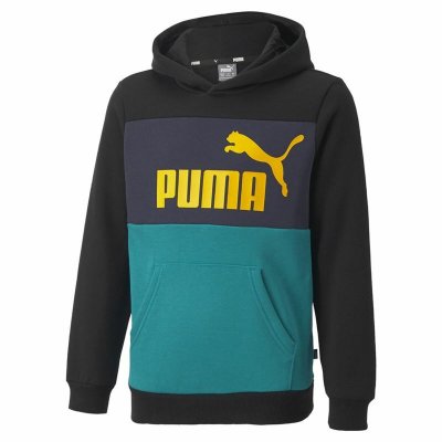 Tröja med huva Unisex Puma Essentials+ Colourblock Youth Svart (Storlek: 9-10 år)