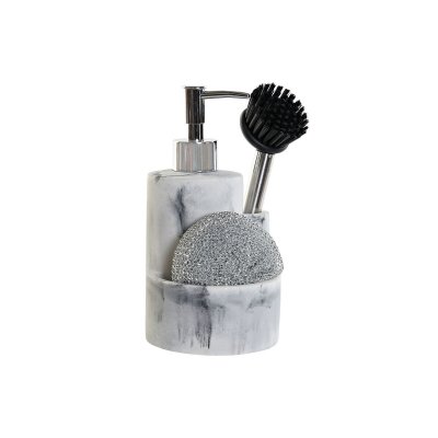 Tvåldispenser DKD Home Decor Rostfritt stål Vit Harts (12,6 x 11,4 x 18,6 cm)