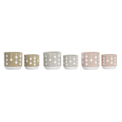 Krukset DKD Home Decor Grå Rosa Cement Vit Senap (17 x 17 x 16 cm) (3 antal)