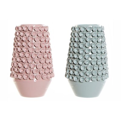 Vas DKD Home Decor Rosa Turkos Stengods Medelhavs (18 x 18 x 27 cm) (2 pcs)