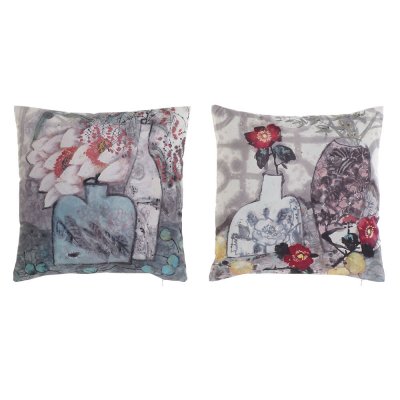 Kudde DKD Home Decor S3027404 Polyester Aluminium Multicolour Mikrofiber Shabby Chic (40 x 10 x 40 cm) (2 antal)