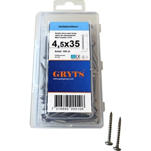 Isolatorskruv med bits 4,5x35 mm, 100-pack