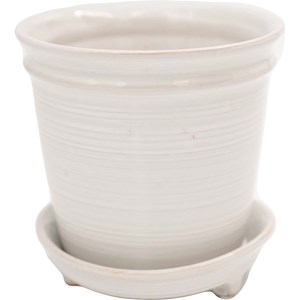 Kruka med fat Vit Ø14 cm