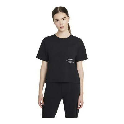 T-shirt med kortärm Dam Nike Sportswear Swoosh Svart (Storlek: S)