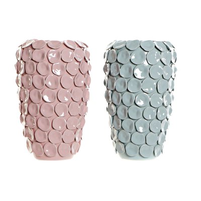 Vas DKD Home Decor Rosa Turkos Stengods Modern (20 x 20 x 30.5 cm) (2 pcs)
