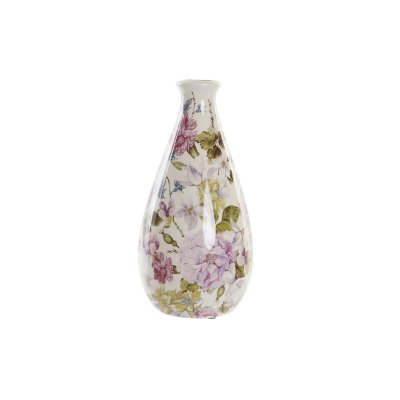 Vas DKD Home Decor Keramik Vit Grön Rödbrun Shabby Chic (13 x 13 x 26 cm)