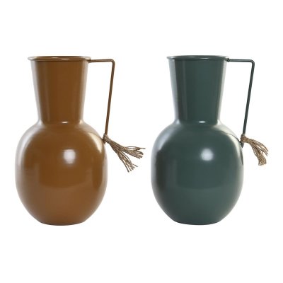 Vas DKD Home Decor Metall Orange Grön Senap (14.5 x 13 x 24 cm) (2 antal)