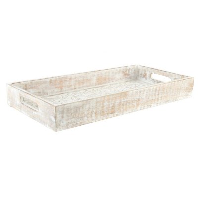 Bricka DKD Home Decor Vit Mandala Mangoträ Modern (50 x 25 x 6 cm)