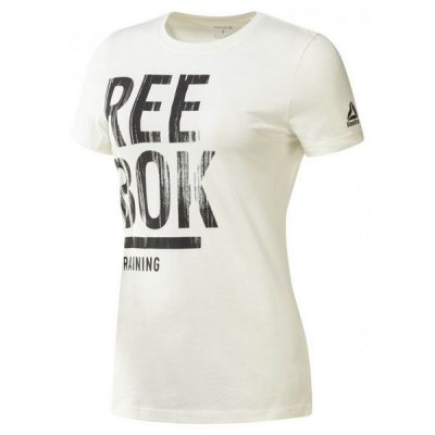 T-shirt med kortärm Dam Reebok Training Split Tee Vit (Storlek: S)