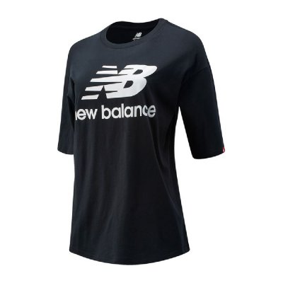 T-shirt med kortärm Dam New Balance Essentials Stacked Svart (Storlek: L)