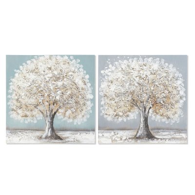 Tavla DKD Home Decor Träd Traditionell (40 x 2,5 x 40 cm) (2 antal)