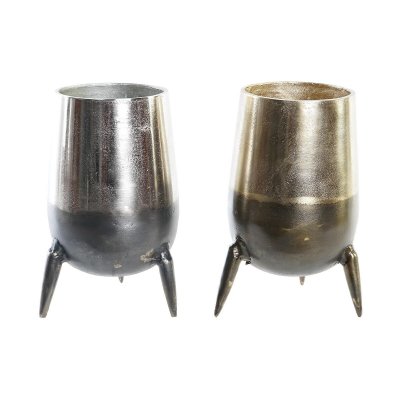 Vas DKD Home Decor Silvrig Gyllene Aluminium Modern (15,5 x 15,5 x 26 cm) (2 antal)