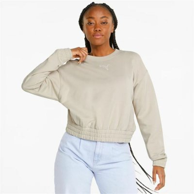 Tröja med huva Herr Puma HER Crew Beige (Storlek: L)