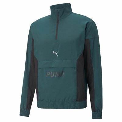 Tröja utan huva Herr Puma Fit Woven Training Grön (Storlek: S)