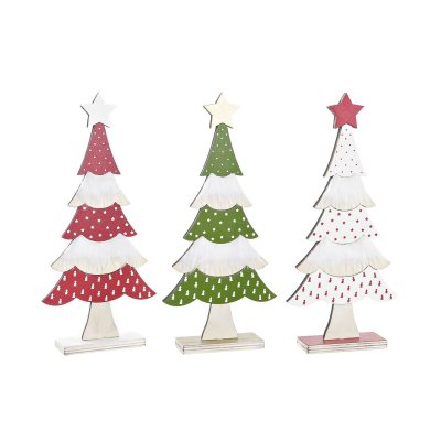 Julgranskula DKD Home Decor Träd Trä Polyester (16 x 5 x 35 cm) (3) (3 antal)