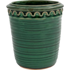 Kruka med brodyrkant Ø15 cm, Grön