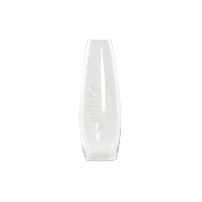 Vas DKD Home Decor Glas Transparent Vit Tropiskt Löv av en växt (9 x 9 x 25 cm)