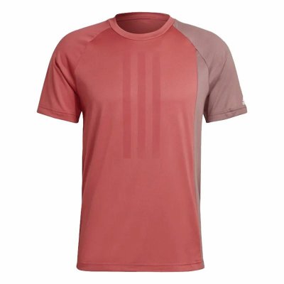 T-shirt med kortärm Herr Adidas Colourblock Röd (Storlek: L)
