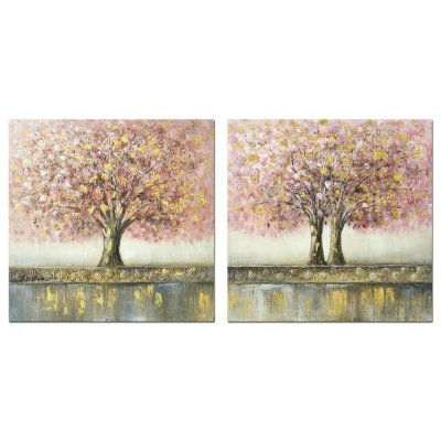 Tavla DKD Home Decor Träd (80 x 3 x 80 cm) (2 antal)