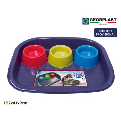 Matskål för husdjur Georplast Bricka Trippel (52 x 41 x 9 cm)