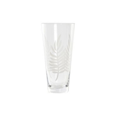 Vas DKD Home Decor Glas Transparent Vit Tropiskt Löv av en växt (10 x 10 x 20 cm)