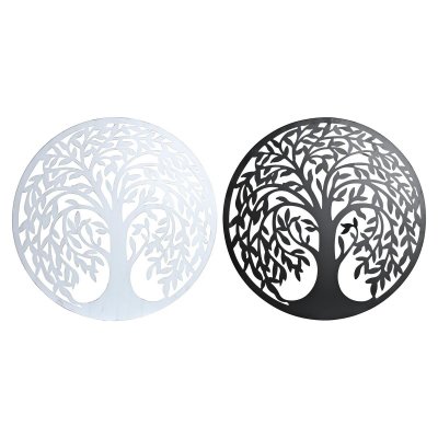 Väggdekoration DKD Home Decor Svart Träd Metall Vit Traditionell (98 x 1 x 98 cm) (100 x 1 x 100 cm) (2 antal)