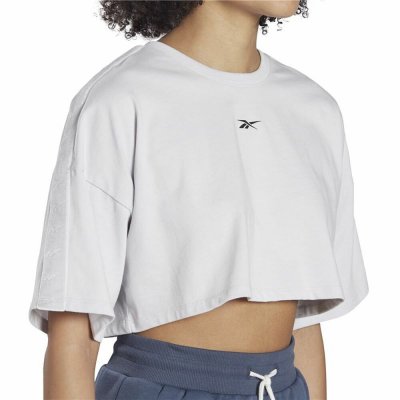 T-shirt med kortärm Dam Reebok Fitness Crop Vector Velour Ljusgrå (Storlek: S)
