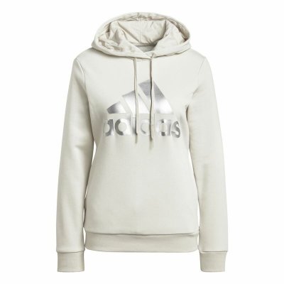 Tröja med huva Dam Adidas Essentials Logo Fleece Vit (Storlek: L)