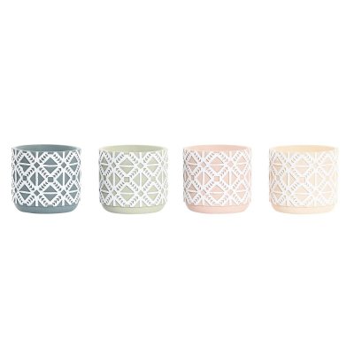 Kruka DKD Home Decor Blå Rosa Orange Cement Grön Boho (16,5 x 16,5 x 15,5 cm) (4 antal)