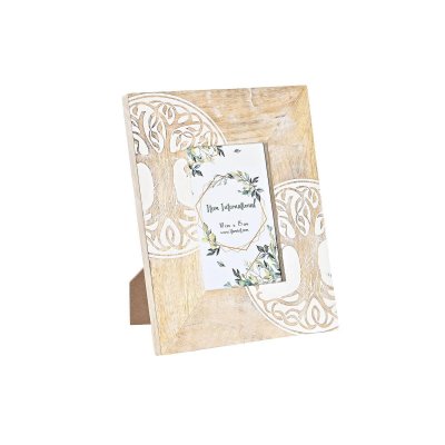 Fotoram DKD Home Decor Glas Träd Brun Vit Mangoträ Indier (20 x 2 x 25,5 cm)