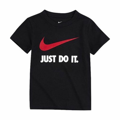 Barn T-shirt med kortärm Nike NKB Swoosh Svart (Storlek: 18 månader)