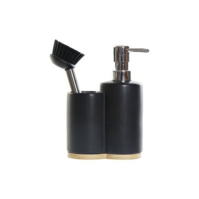 Tvåldispenser DKD Home Decor Kök Svart Dolomite (11,5 x 6,5 x 18,5 cm)
