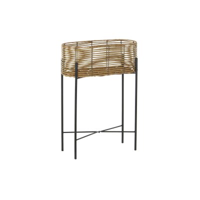 Kruka DKD Home Decor Naturell Svart Metall syntetisk rattan (49 x 21 x 67 cm)