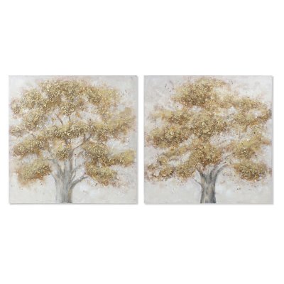 Tavla DKD Home Decor S3017874 Kanvas Träd (100 x 3,8 x 100 cm) (2 antal)