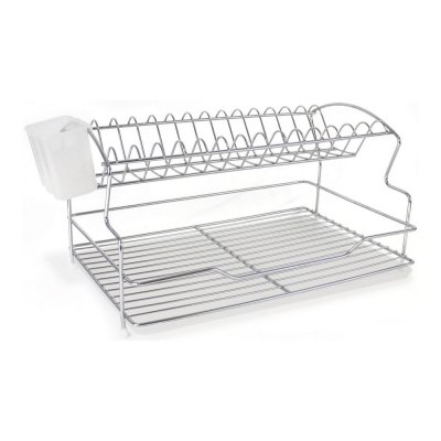 Diskställ Quttin Silvrig Metall Vit Plast (28 x 40,5 x 22 cm)