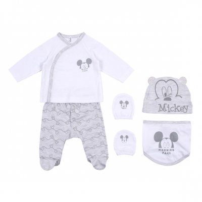 Set av kläder Mickey Mouse 4 Delar Vit (1 månad)