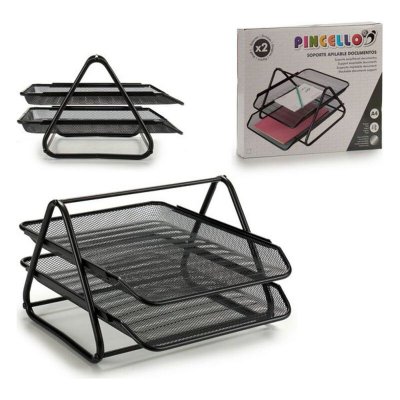 Stöd Stapelbara Bricka Metall Svart (2 pcs) (34 x 20 x 29 cm)